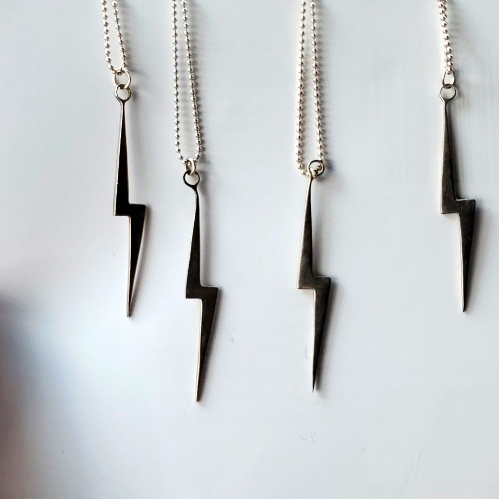 925 silver Lightning bolt charm necklace